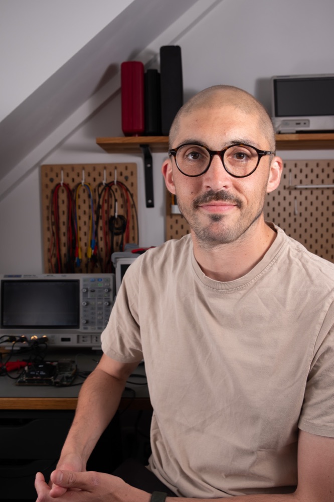 Gonzalo Fernandez at his electronics bench